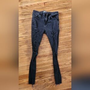 Forever 21 Charcoal Distressed Skinny Jeans